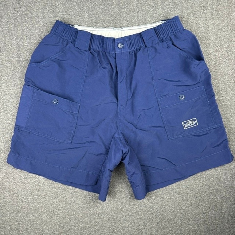 AFTCO Bluewater Men M01L Fishing Shorts Navy Blue Nylon Size 36 Pliers Pockets